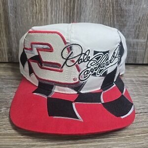 Vintage 90s Dale Earnhardt Hat Cap Snapback Nascar Racing Checkered Flag